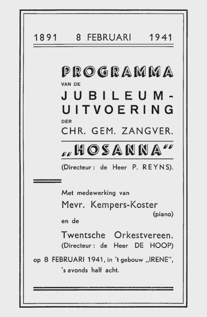 Aankondiging concert op 8 februari 1941