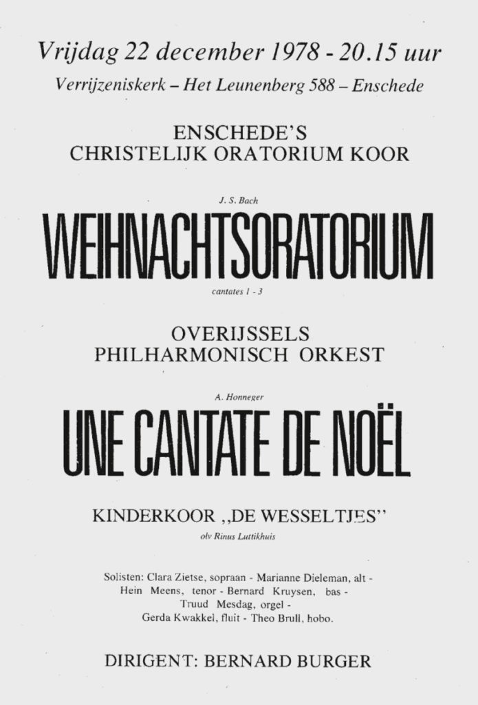 Aankondiging van concert op 22 december 1978