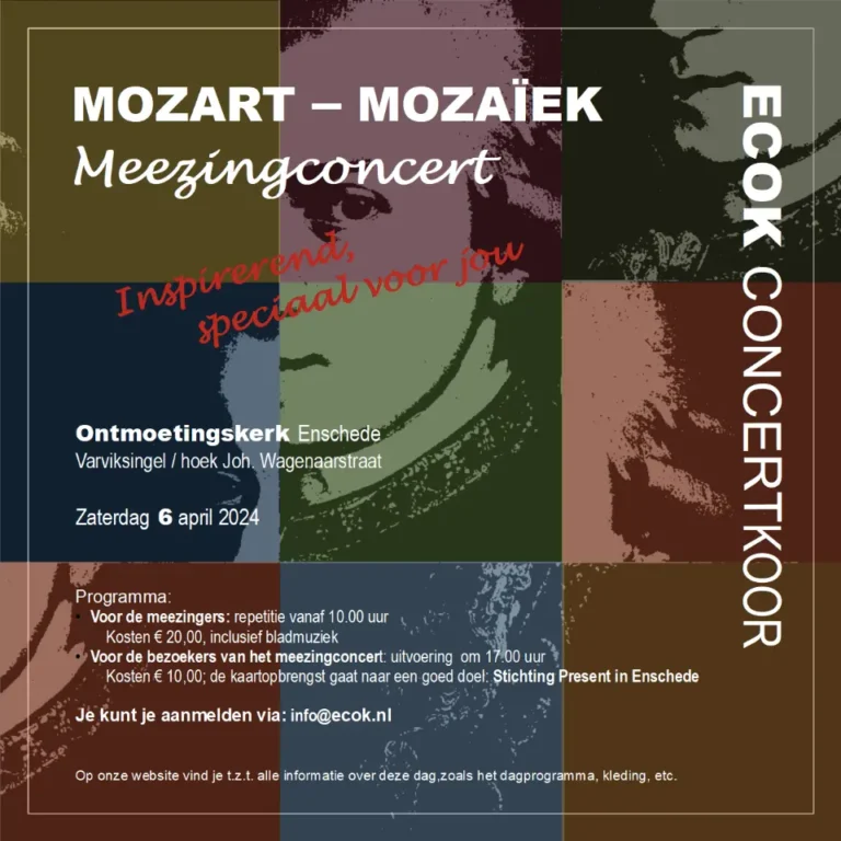 Mozart – Mozaïek Meezingconcert zaterdag 6 april
